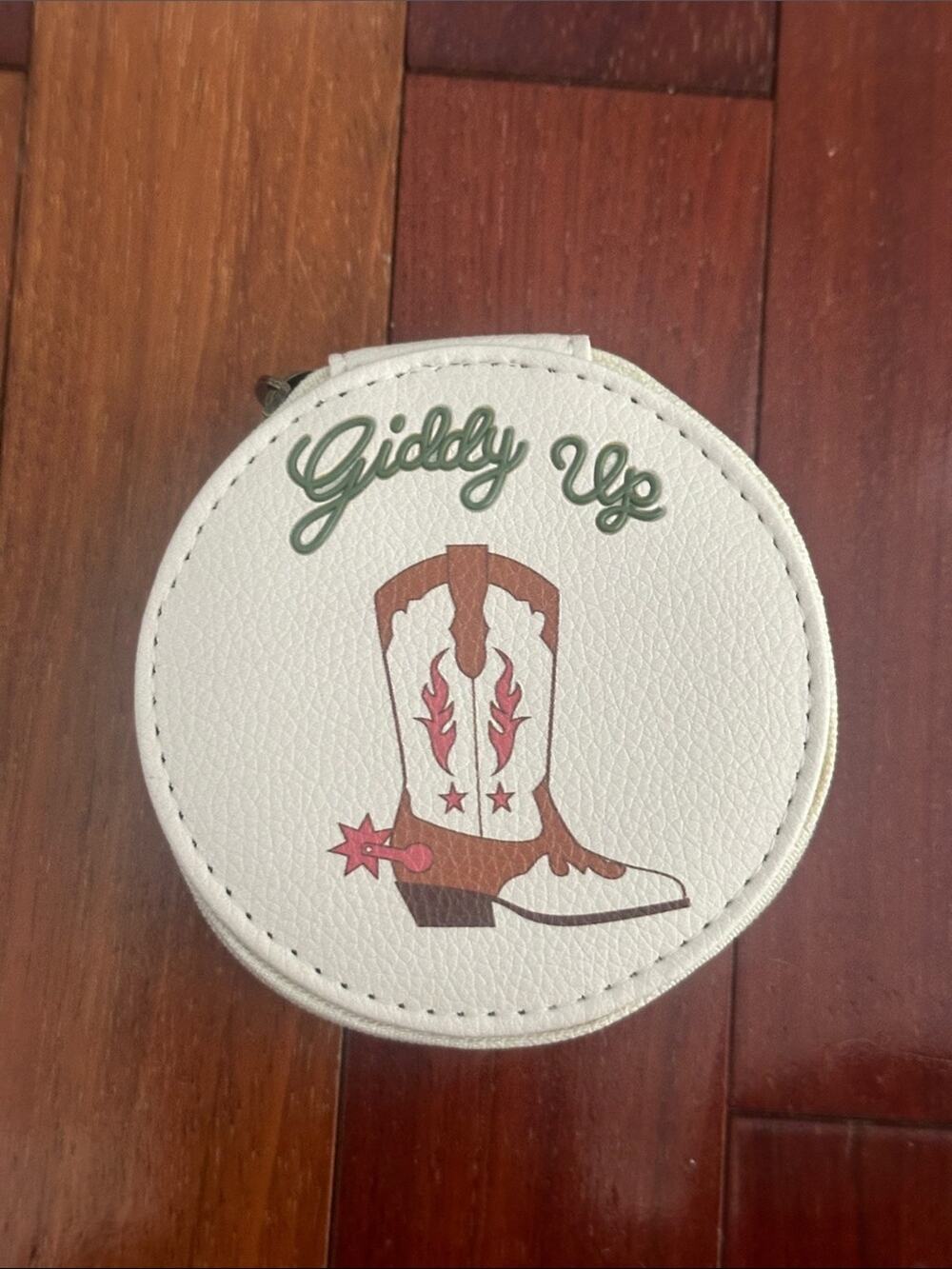 NEW Miamica Giddy Up Pill Case Cowgirl Boot Birthday Gift Zipper Round Western